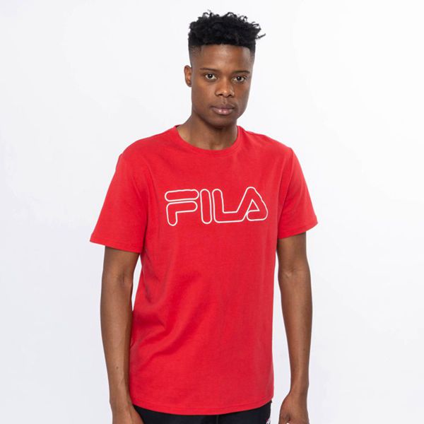 Camisetas Manga Corta Fila Hombre Rojas - Outline Base - España 476810OVK